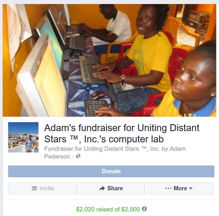 Many Thanks to Adam Pederson’s Facebook Fundraiser