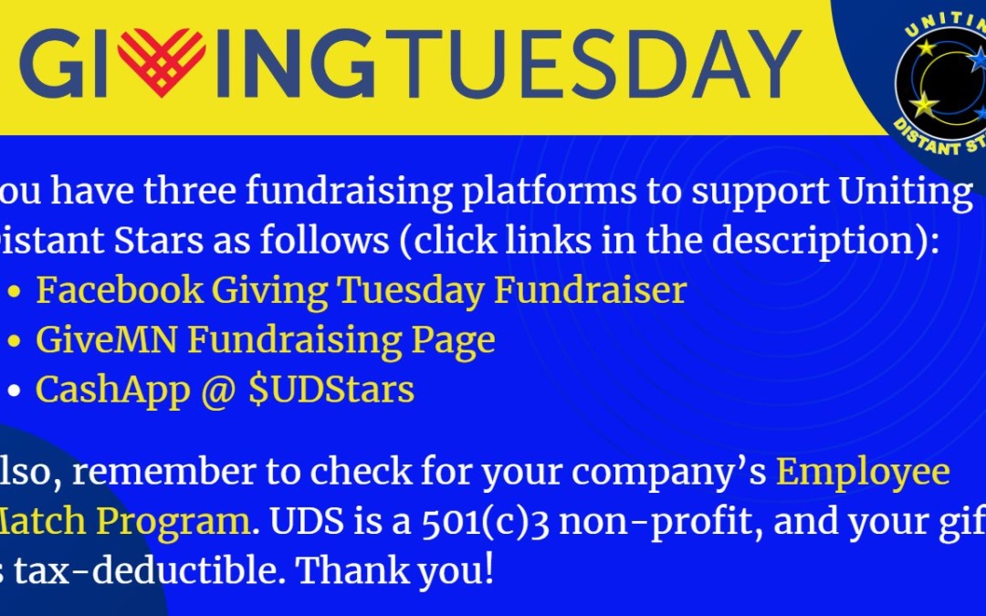 Giving Tuesday is November 29 & Reach High to the Stars for Uniting Distant Stars